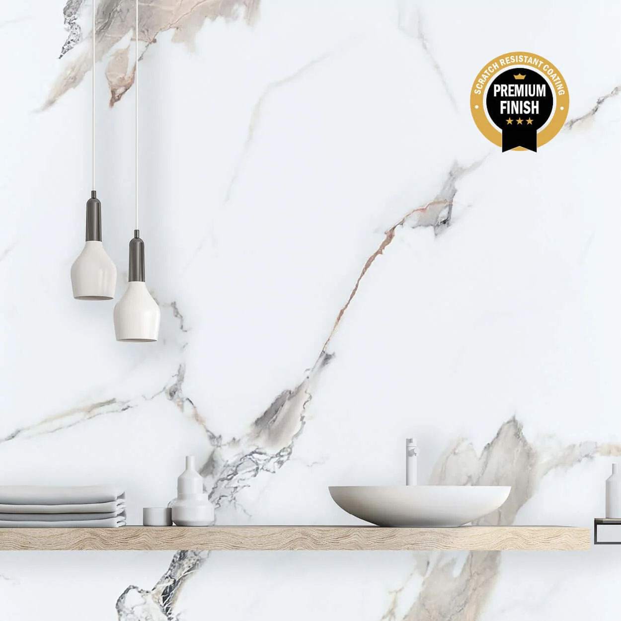 10mm Calacatta Marble Ultra Matt Shower Panel 1M x 2.4M - Image 6