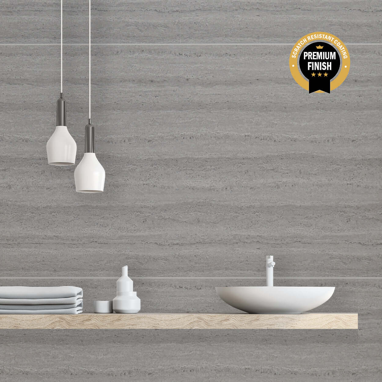 10mm Grey Travertine Large Tile Ultra Matt Shower Panel 1M x 2.4M - Image 4