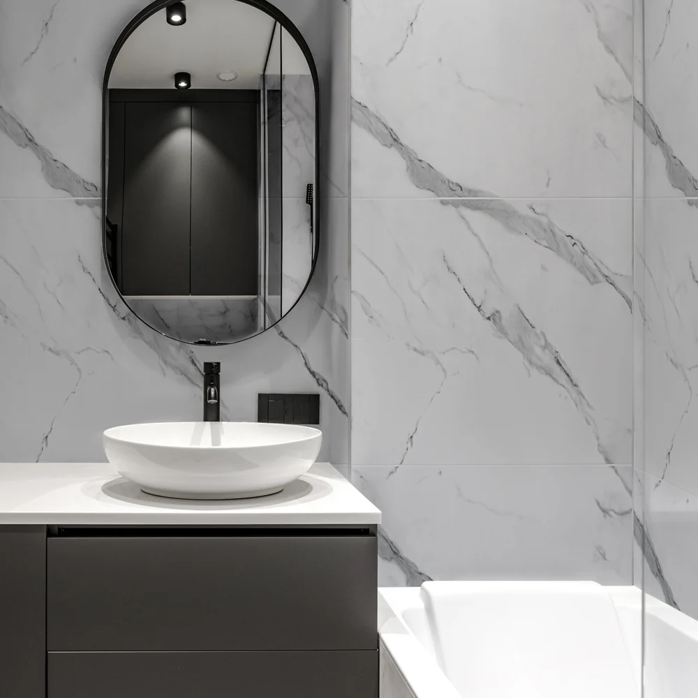 10mm Large Tile Carrara Marble Matt Shower Panel 1M x 2.4M - Image 3