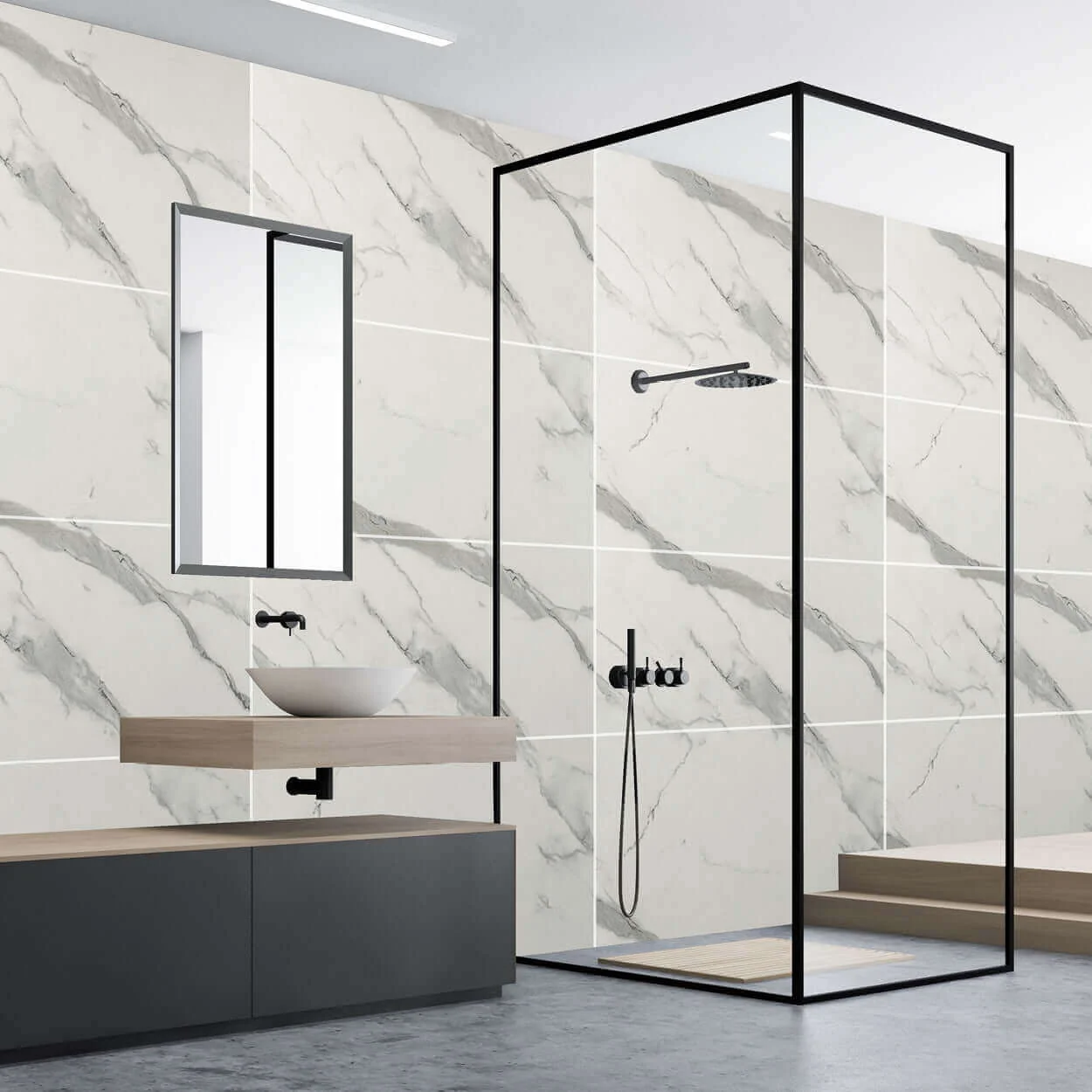 10mm Large Tile Carrara Marble Matt Shower Panel 1M x 2.4M - Image 5