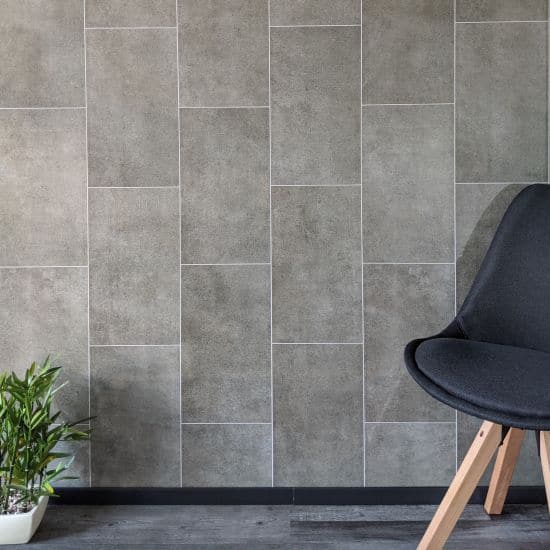 8mm Graphite Grey Tile Effect Bathroom Wall Panel - Pack of 4 - Image 3