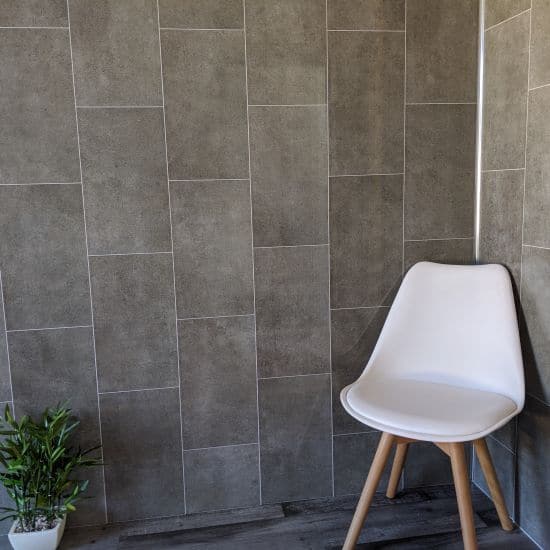 8mm Graphite Grey Tile Effect Bathroom Wall Panel - Pack of 4 - Image 4