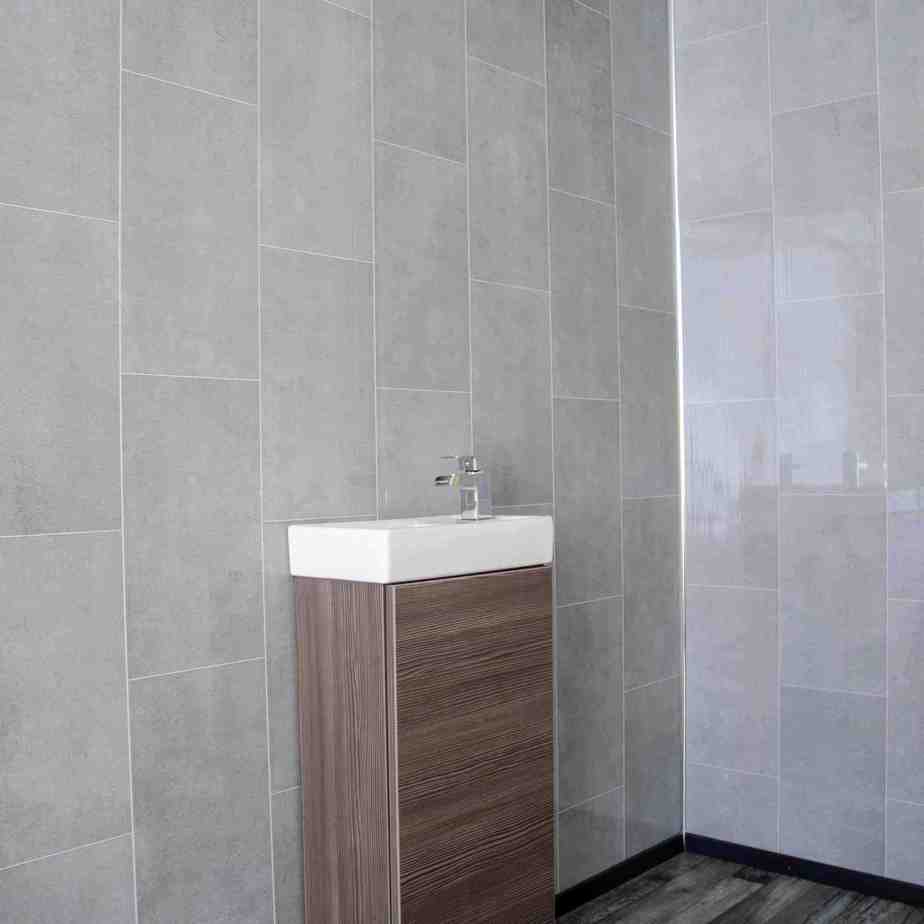 8mm Modern Grey Tile Effect Bathroom Wall Panel - Pack of 4 - Image 3