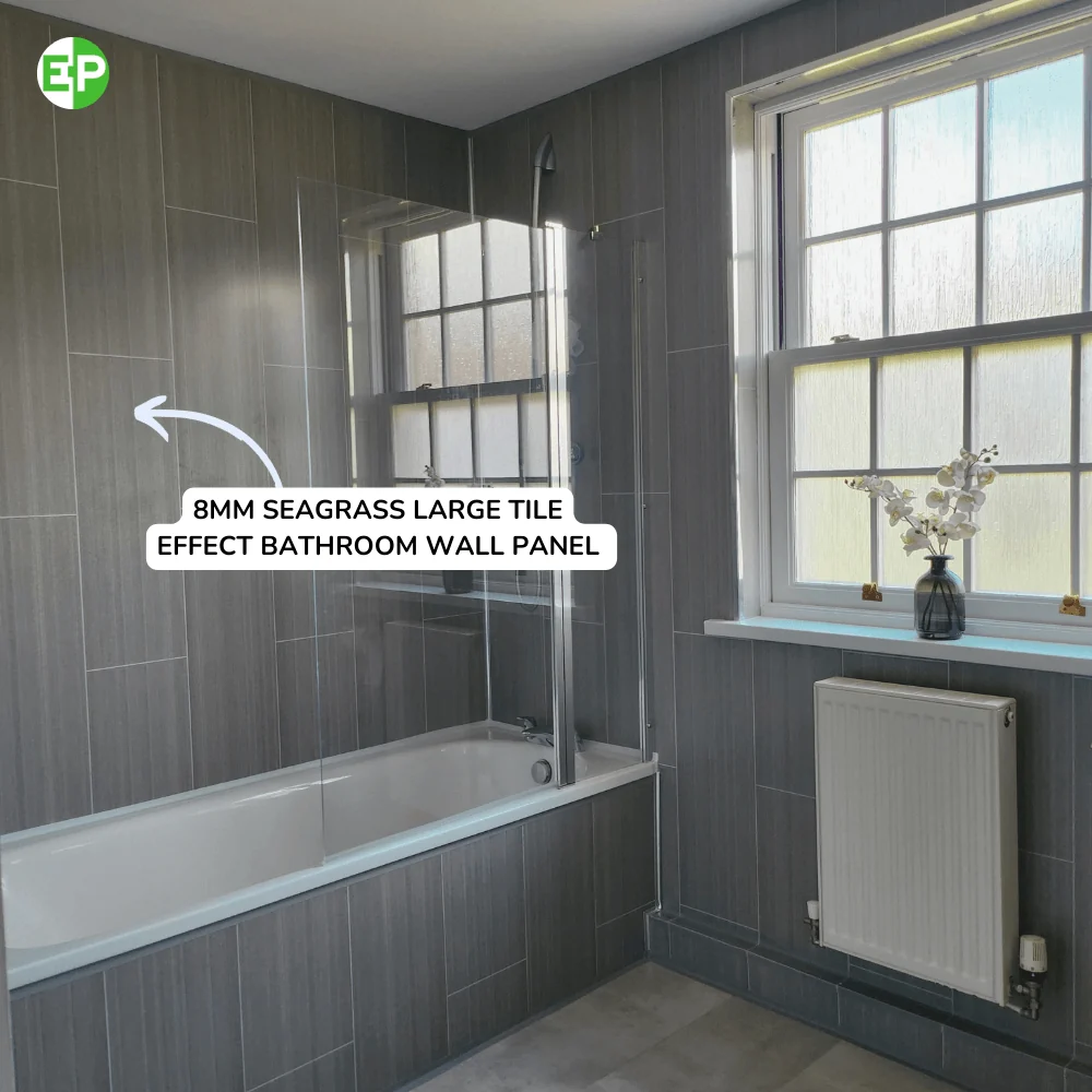 8mm Seagrass Large Tile Effect Bathroom Wall Panel - Pack of 4 - Image 10