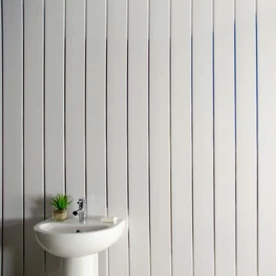 8mm White Gloss With 2 Chrome Strip Wall & Ceiling Panel - Pack of 4 - Image 4
