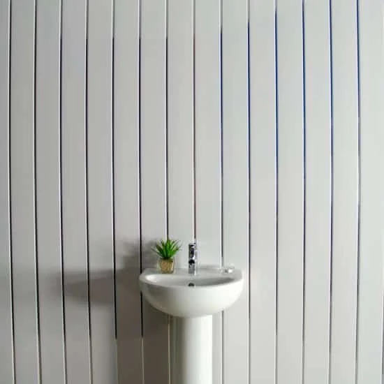 8mm White Gloss With 2 Chrome Strip Wall & Ceiling Panel - Pack of 4 - Image 5