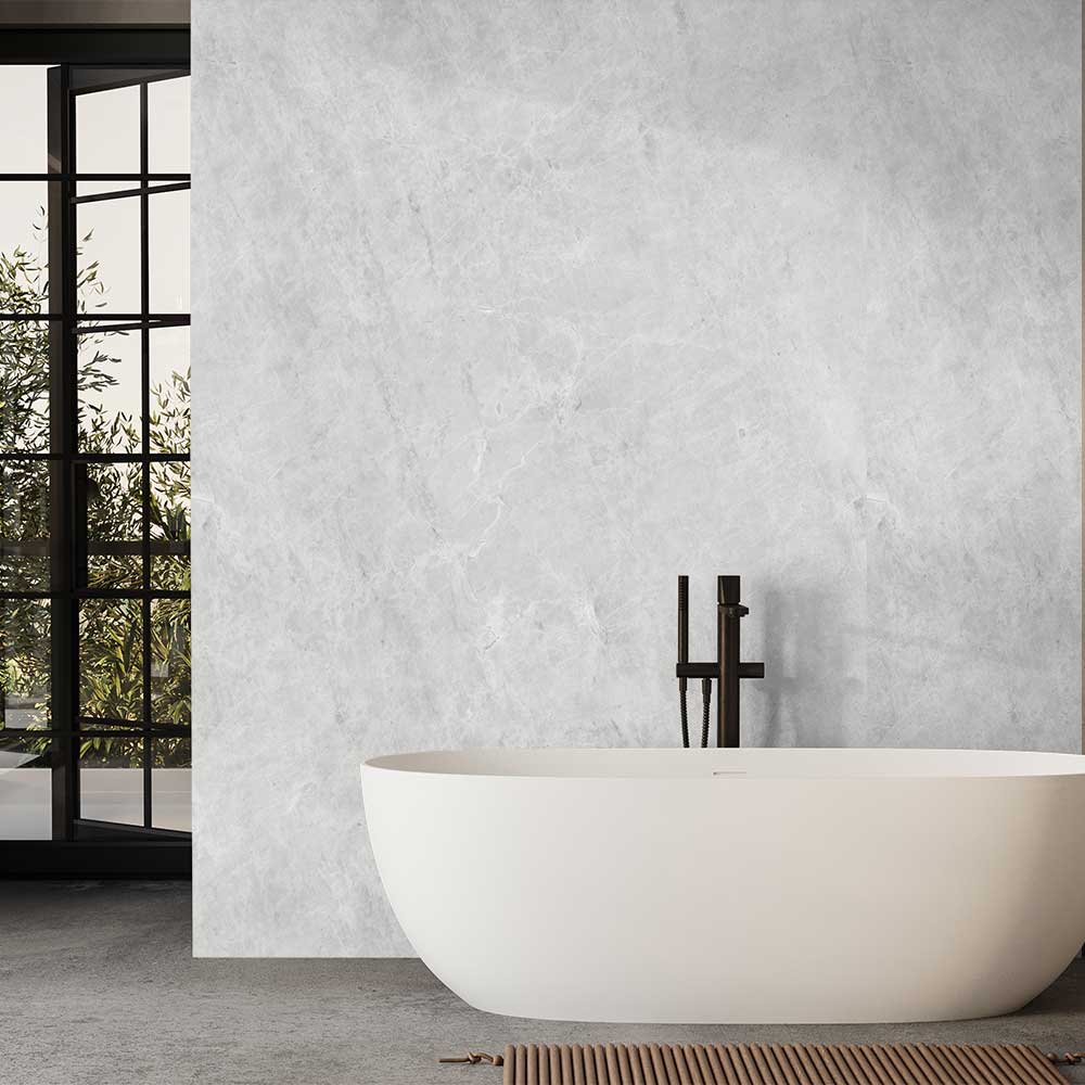 Solid Core Light Grey Marble Gloss Shower and Wall Panels 300mm x 600mm - Pack of 8 - Image 3